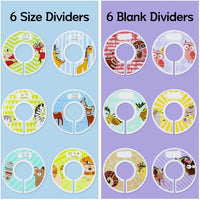 R HORSE Baby Closet Size Dividers Set of 12Pcs Nursery Closet Clothes Dividers and 32Pcs Newborn Stickers Toddler Decor Clothes Size Dividers with Pre-Printed and Blank Size Dividers for Boy Girl