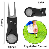 R.HORSE 12Pcs Golf Accessories Gift Set, Retractable Cleaning Brush, Foldable Divot Tool, Golf Ball Line Alignment Tool Marker Pen Kit, Golf Tees, Microfiber Towel, Black Drawstring Bag for Storage