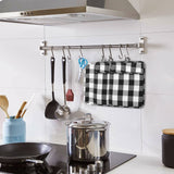R HORSE 6Pcs Buffalo Plaid Hot Pot Holders for Kitchen Black & White Cotton Hot Pad with Pocket