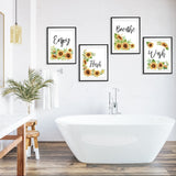 8Pcs Sunflower Theme Bathroom Posters Relax Soak Unwind Breathe Posters