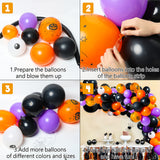 R HORSE 119Pcs Halloween Balloon Arch Garland Kit, Includes Spider Web, Black, Orange, Purple Latex Balloons Haunted House Pumpkin Ghost Aluminum Balloons Party Decorations for Halloween