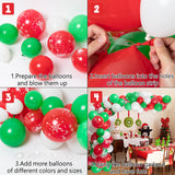 106 Pcs 16 Ft Christmas Snowflake Balloon Garland Kit Balloon Arch Garland Green Red White Balloon Decorating Strip Glue Dots for Christmas New Year Party Decorations