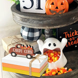 R HORSE 3Pcs Halloween Tiered Tray Decor Halloween Candy Corn Faux Book Stack