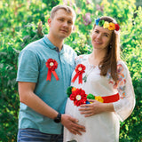 R HORSE 5Pcs Fiesta Mexican Maternity Sash Set Mom to Be & Dad to Be Corsage Rainbow Wreath Pregnancy