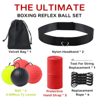 16 Pcs Boxing Reflex Ball Set 3 Levels Boxing Training Punch Speed Ball Boxing Equipment Improving Speed Reactions Punching Speed Hand Eye Coordination with Adjustable Headband for Adults and Kids