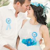 R HORSE Blue Maternity Sash Kit Mommy to Be & Daddy to Be Corsage Blue Flower Crown Pregnancy Sash Decoration Baby Shower Kit Party Favors Baby Boy Pregnancy Photo Prop Gift