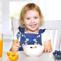 R HORSE 6Pcs Silicone Baby Forks and Spoon Set with Beech Handle Blue