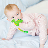 R HORSE 2Pcs Baby Teething Toys for Boys and Girls, Dinosaur Teether Pain Relief Toy with Pacifier Clip Holder