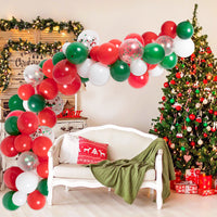 103 Pcs 16 Ft Christmas Balloon Garland Kit Balloon Arch Garland Green Red White Confetti Balloon Decorating Strip Glue Dots for Christmas New Year Party Decorations