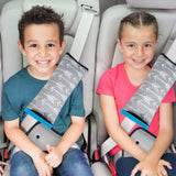 R HORSE 4Pack Seatbelt Pillow Car Seat Belt Covers for Kids, Grey Arrow Adjust Shoulder Pads Safety Belt Protector Cushion Plush Soft Seat Belt Strap Cover Headrest Neck Support for Children Baby