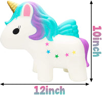 R.HORSE 12 Inch Jumbo Rainbow Unicorn Kawaii Cute Cream Scented Slow Rising Kids Squeeze Toys Stress Relief Toy Hop Props, Decorative Props Large (Jumbo Rainbow Unicorn)