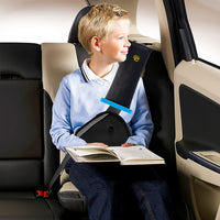 R HORSE 4Pack Seatbelt Pillow Car Seat Belt Covers for Kids, Black Adjust Shoulder Pads Safety Belt Protector Cushion Plush Soft Seat Belt Strap Cover Headrest Neck Support for Children Baby