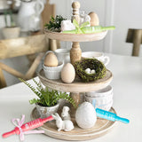 3Pcs Easter Rolling Pin Decor Wooden Tiered Tray Decoration