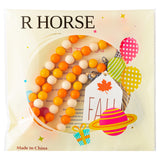 R HORSE Fall Wood Bead Tassel Garland with Jute Rope Plaid Tassel and Maple Leaf Tag