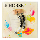 R HORSE 2Pcs Baby Pacifier Clips Set Black and White Plaid Metal Teething Clips Wooden Pacifier Holder