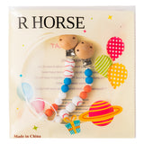 R HORSE 2Pcs Baby Pacifier Clips Set Baseball Metal Teething Clips Wooden Pacifier Holder