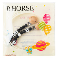 R HORSE 2 Pcs Silicone Soccer Pacifier Clips Babies Pacifier Silicone Teething Clips Football Teether Toy with Chewbeads Super Bowl Themed Pacifier Toys for Baby Boys Girls Baby Shower Birthday Gift