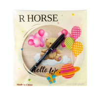 R HORSE Wooden Baby Birth Announcement Sign with Marker Pen Pink Teddy