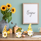 R HORSE 3Pcs Bee Sunflower Gnome Wooden Sign Honeybee Gnome Wooden Freestanding Table Decor Double Printed Gnome Tabletop Centerpiece Ornament Decoration for Summer Beach Home Office Party