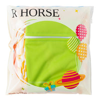 R HORSE 4Pcs Waterproof Reusable Wet Bag Diaper Baby Cloth Diaper Bag Orange Blue Ripple Yellow Ripple Green Wet Dry Bags with 2 Zippered Pockets Travel Beach Pool Bag (3 Sizes)