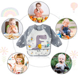 5PCS Baby Long Sleeved Bibs Waterproof Infant Toddler Feeding Bibs, 6-36 Months