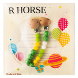 R HORSE 2Pcs Baby Pacifier Clips Set Tennis Metal Teething Clips Wooden Pacifier Holder