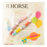 R HORSE 2Pcs Baby Silicone Pacifiers Clips Easter Colorful Eggs Chewbeads Teething Bead Holder Clips