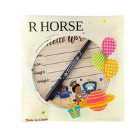 R HORSE Wooden Baby Birth Announcement Sign with Marker Pen