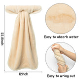 R HORSE 4Pcs Beige Hand Towels with Hanging Loops Absorbent Coral Fleece