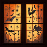 R HORSE 336 Pcs+ Halloween Window Clings 12 Sheets Adhesive Halloween Glass Decal Stickers Bat Spider Window Stickers Halloween Party Decorations for Glass Window