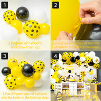 106Pcs 16Ft Bee Balloon Garland Kit Yellow Black White Latex Helium Balloon