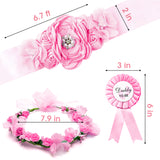 R HORSE Pink Maternity Sash Kit Mommy to Be & Daddy to Be Corsage Pink Flower Crown Pregnancy Sash Decoration